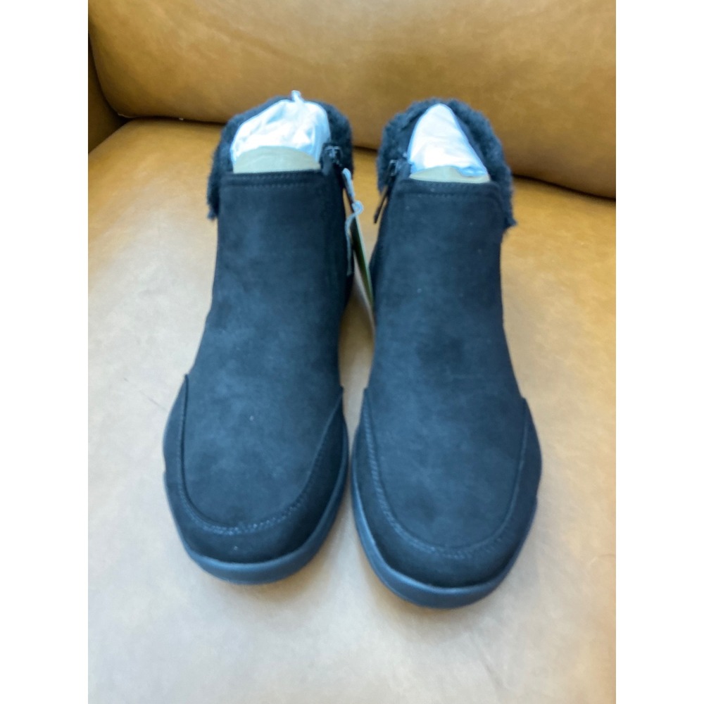 Ryka Amaze Ankle Booties Women Size 7 Black New Water Repellent Faux Fur Lined